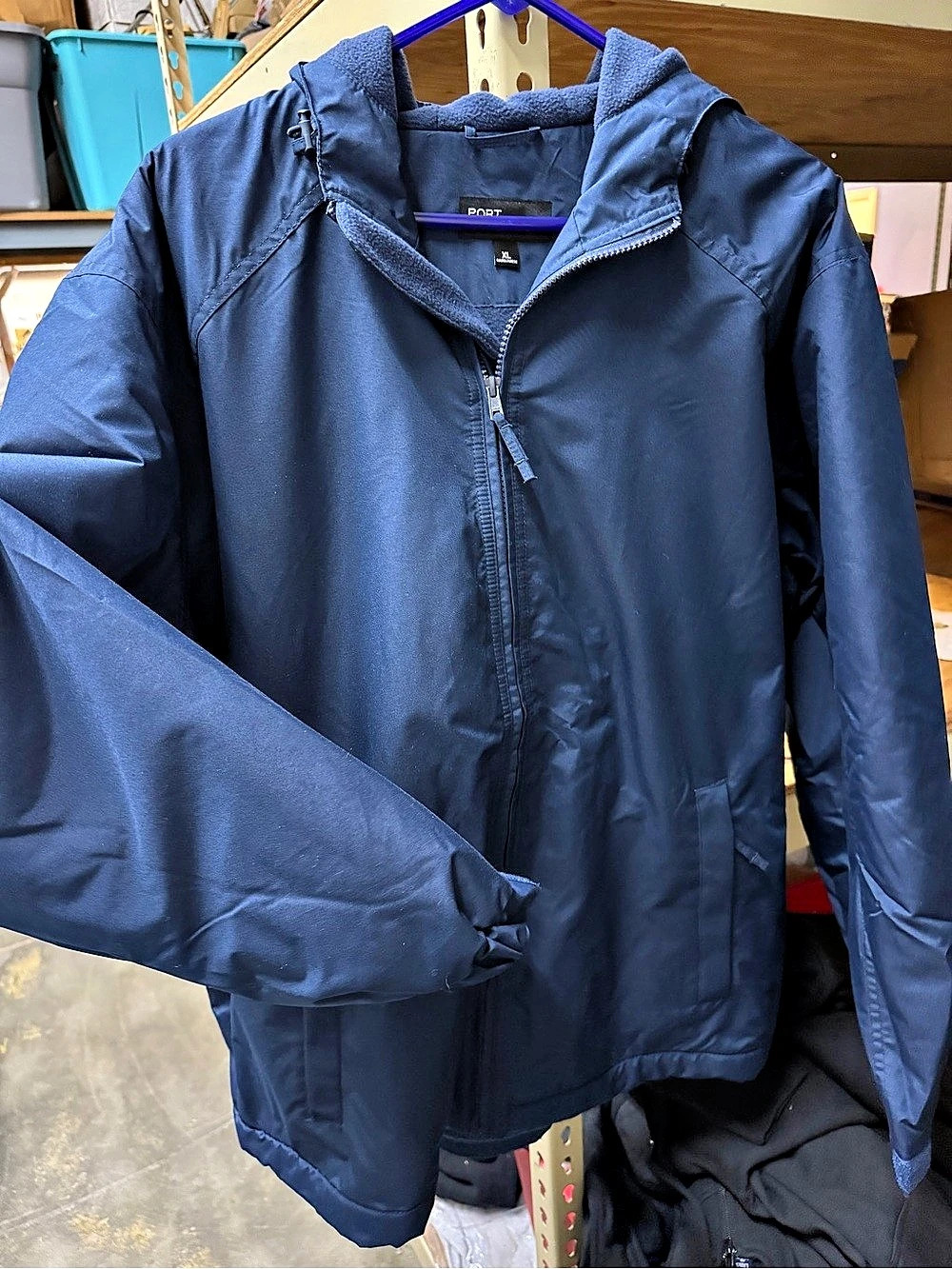 Port Authority Jacket Men's Hooded Windbreaker XL Navy Blue new!
